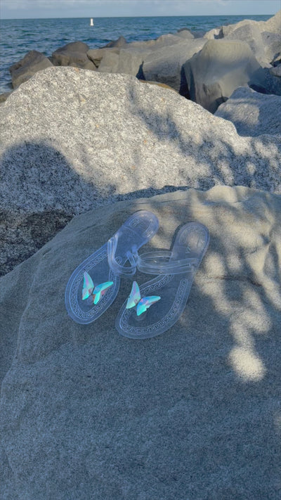 NINA black gel beach sandals