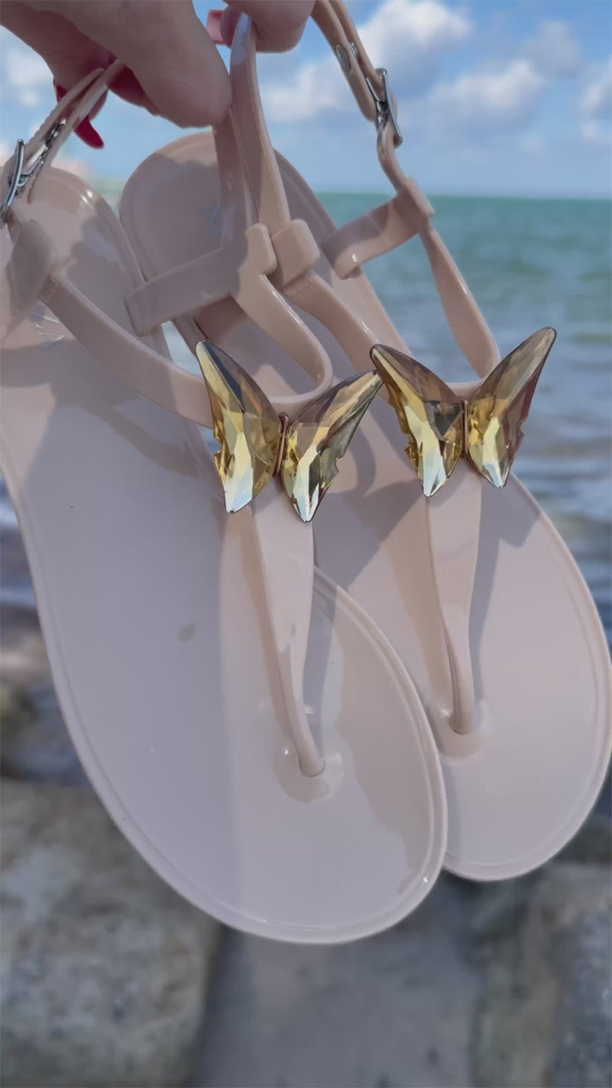 ALIANA Nude Gel Beach Sandals