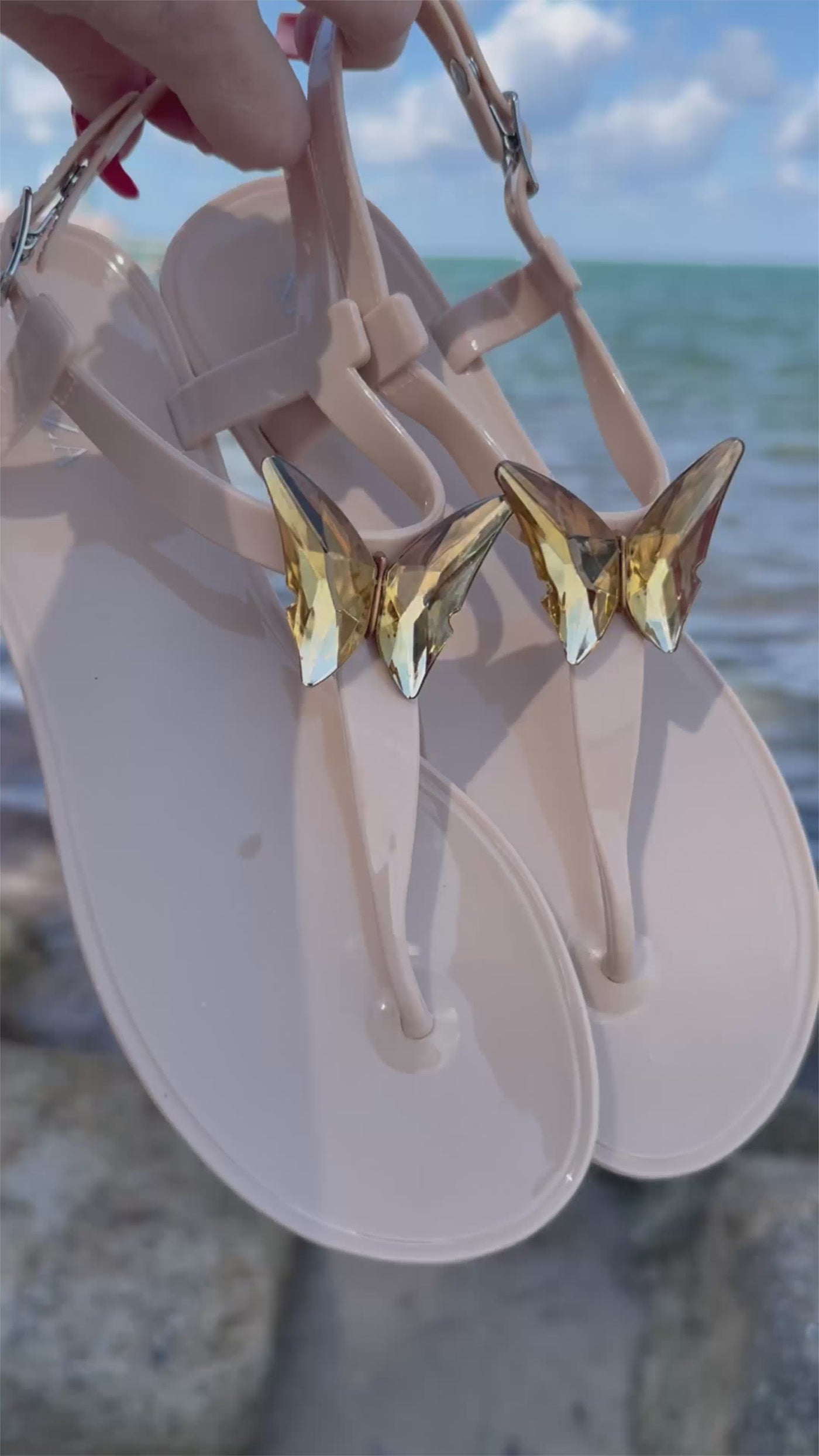 ALIANA Nude Gel Beach Sandals