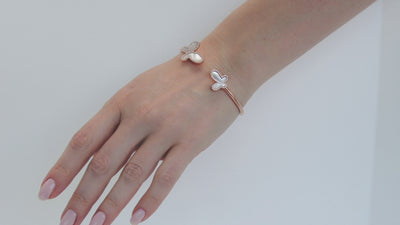.925 Silver w/ Dual Mother Of Pearl Butterfly Bangle Bracelet Women's Jewelry (Copy)