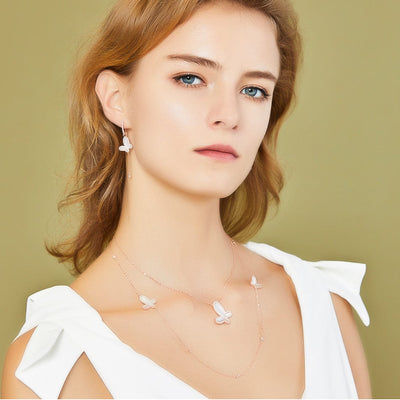 18K Rose Gold CZ & Mother Of Pearl Butterfly Women's Long Necklace Jewelry 2022 18K Rose Gold Butterfly Women's Long Necklace Jewelry Olga Nikoza Swimwear