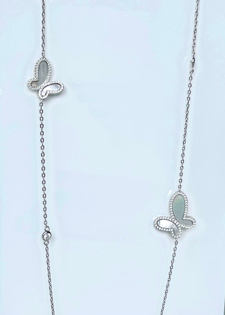 18K Rose Gold CZ & Mother Of Pearl Butterfly Women's Long Necklace Jewelry 2022 18K Rose Gold Butterfly Women's Long Necklace Jewelry Olga Nikoza Swimwear