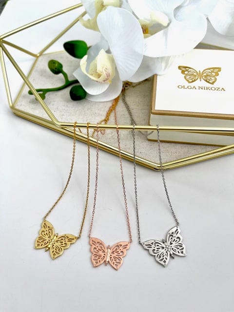 Necklace 18k Rose Gold Papillon Butterfly Women's Necklace Jewelry 2022 18k Rose Gold Papillon Butterfly Necklace Women's Jewelry Olga Nikoza Swimwear