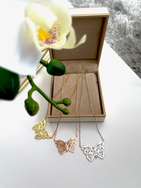 Necklace 18k Rose Gold Papillon Butterfly Women's Necklace Jewelry 2022 18k Rose Gold Papillon Butterfly Necklace Women's Jewelry Olga Nikoza Swimwear