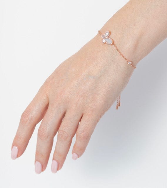 Bracelets 18k Rose Gold w/ Mother Of Pearl Of Cubic Zirconia Encrusted Butterfly Bracelet 2022 Rose Gold 18K Plated Mother Of Pearl Butterfly Bracelet Olga Nikoza Swimwear