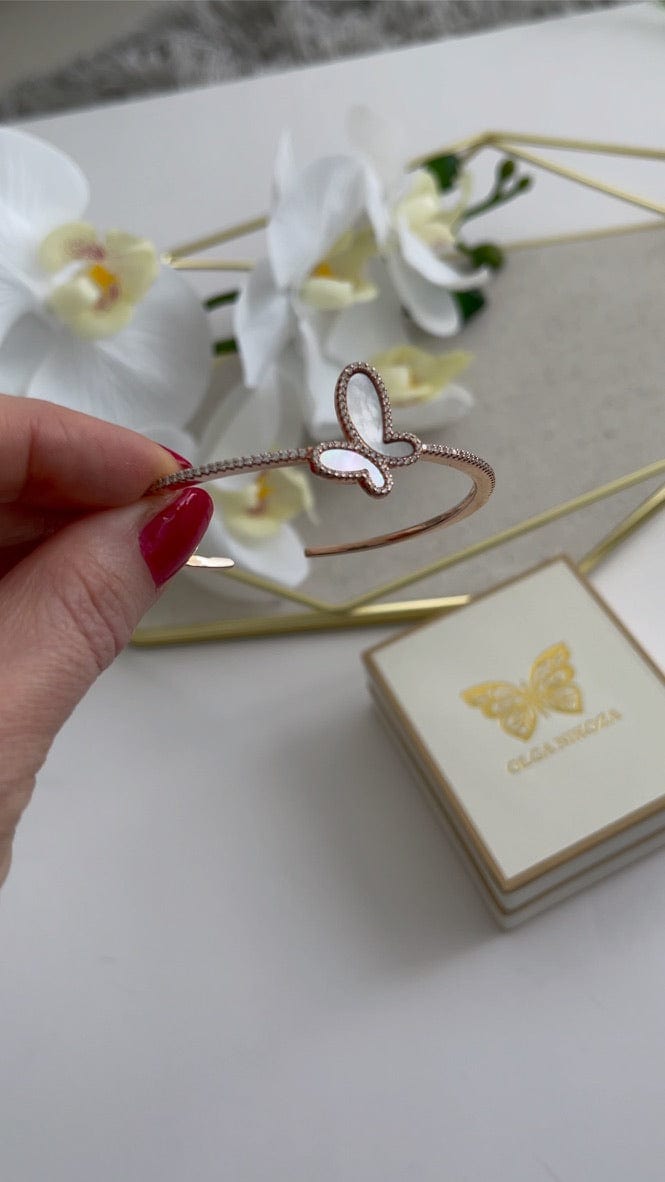 .925 Silver Mother Of Pearl Butterfly Women's Bangle Bracelet Jewelry 2022 Silver Mother Of Pearl Butterfly Women's Bangle Jewelry Olga Nikoza Swimwear