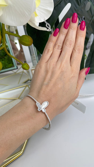 .925 Silver Mother Of Pearl Butterfly Women's Bangle Bracelet Jewelry 2022 Silver Mother Of Pearl Butterfly Women's Bangle Jewelry Olga Nikoza Swimwear