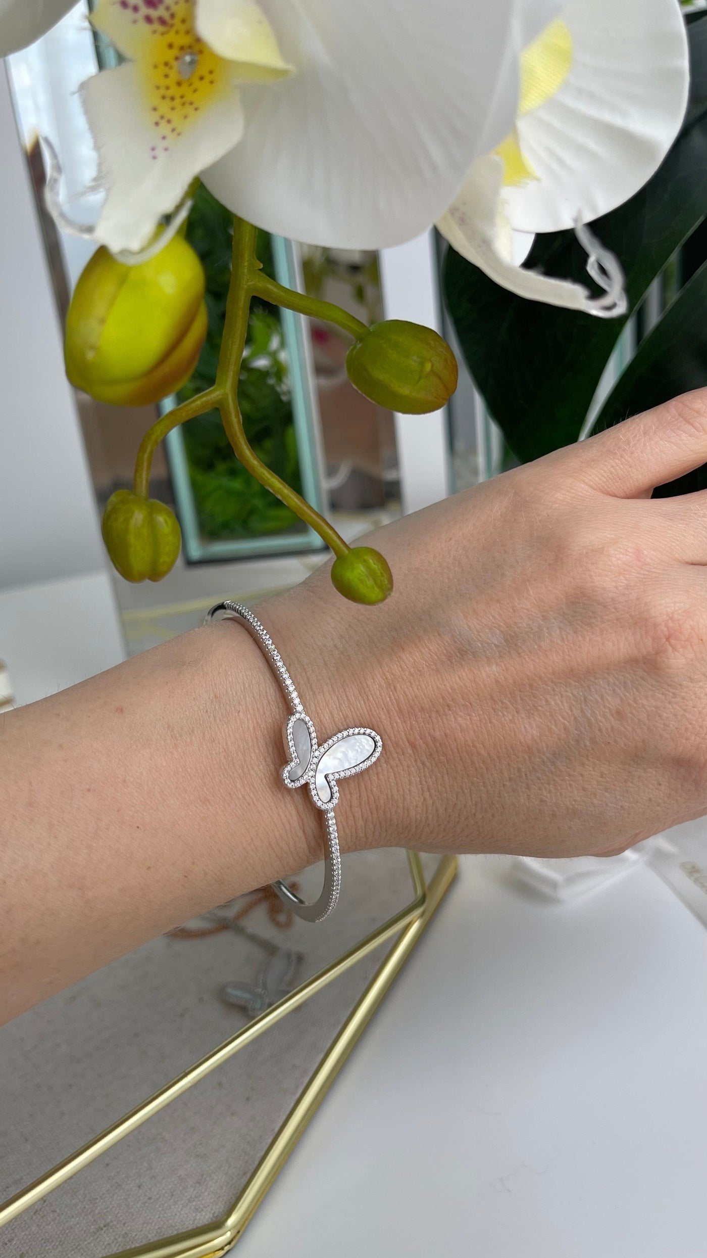 .925 Silver Mother Of Pearl Butterfly Women's Bangle Bracelet Jewelry 2022 Silver Mother Of Pearl Butterfly Women's Bangle Jewelry Olga Nikoza Swimwear