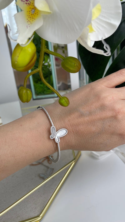 .925 Silver Mother Of Pearl Butterfly Women's Bangle Bracelet Jewelry 2022 Silver Mother Of Pearl Butterfly Women's Bangle Jewelry Olga Nikoza Swimwear