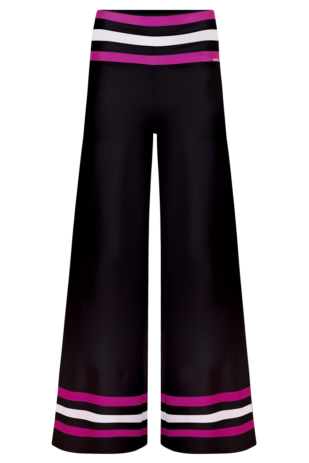Black / XS Star Island Black w/ Fucsia & White Stripe Resort Pants Cover Up 2022 Nikoza Swimwear Black Fucsia White Stripe Star Island Pants Olga Nikoza Swimwear