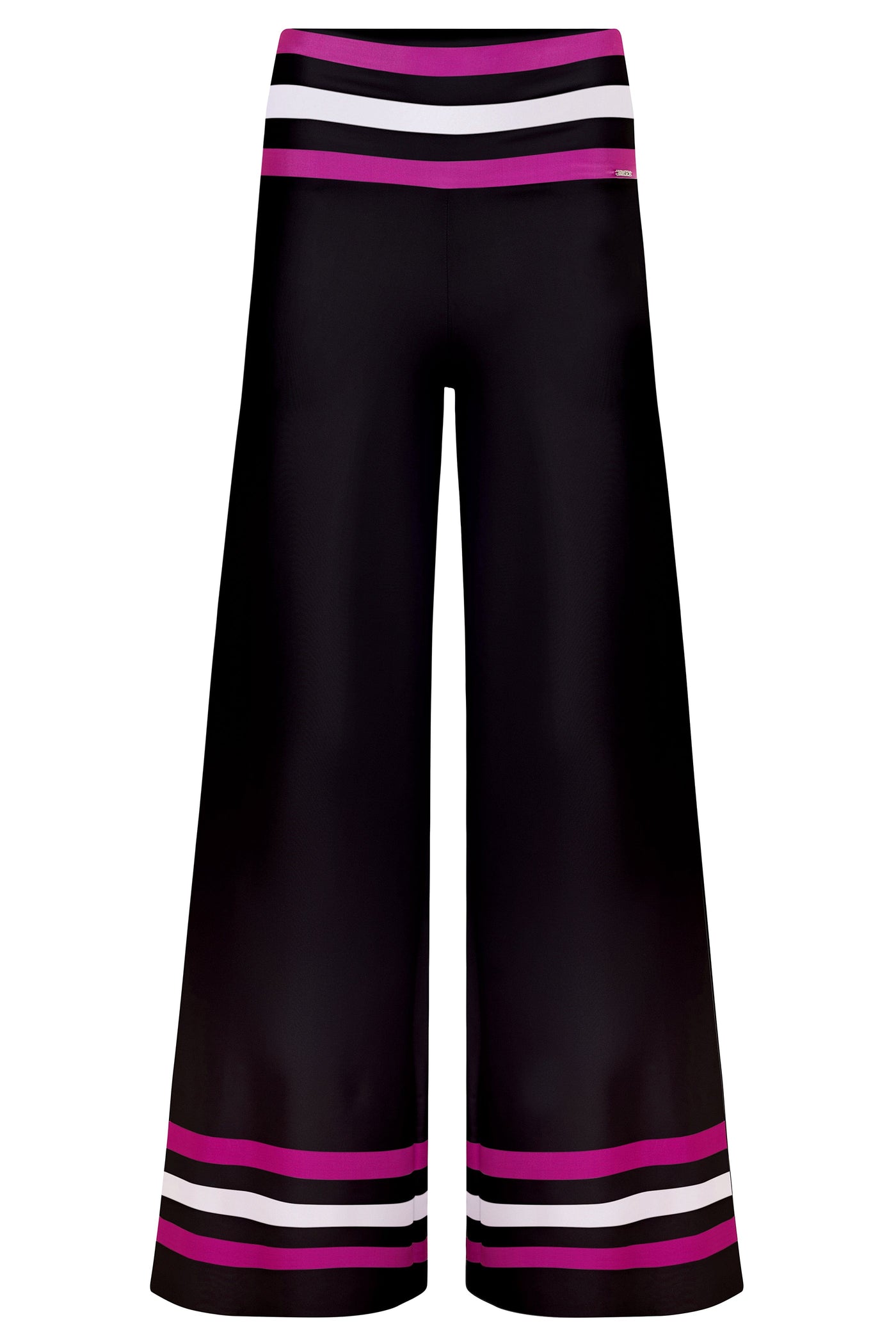 Black / XS Star Island Black w/ Fucsia & White Stripe Resort Pants Cover Up 2022 Nikoza Swimwear Black Fucsia White Stripe Star Island Pants Olga Nikoza Swimwear