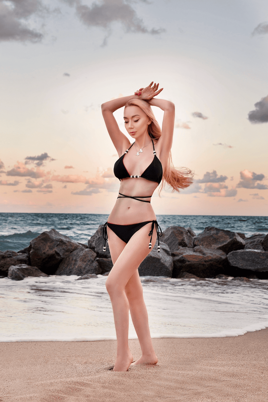 bikini Cattleya Bottom 2023 Cattleya Fuchsia/Black Reversible Tie Side Bikini Bottom Olga Nikoza Swimwear