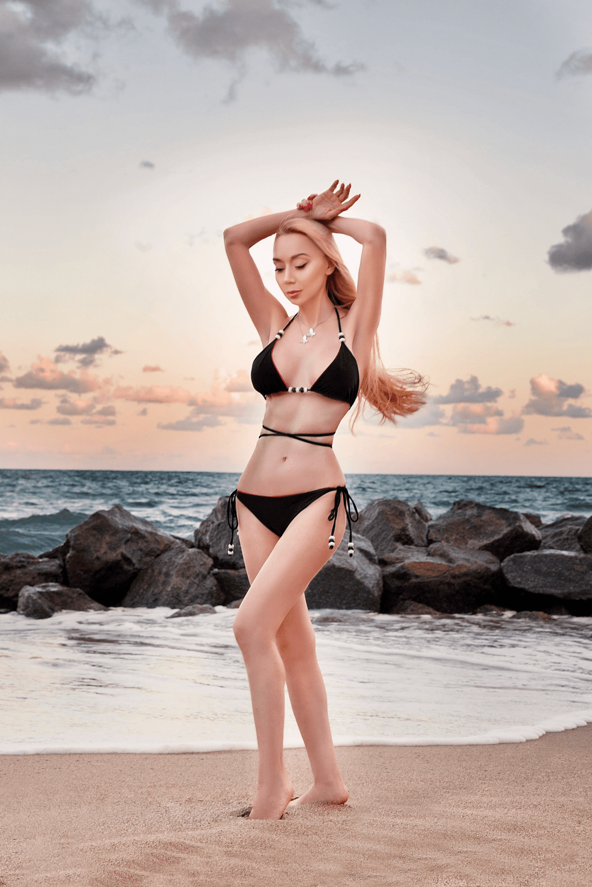 bikini Cattleya Bottom 2023 Cattleya Fuchsia/Black Reversible Tie Side Bikini Bottom Olga Nikoza Swimwear