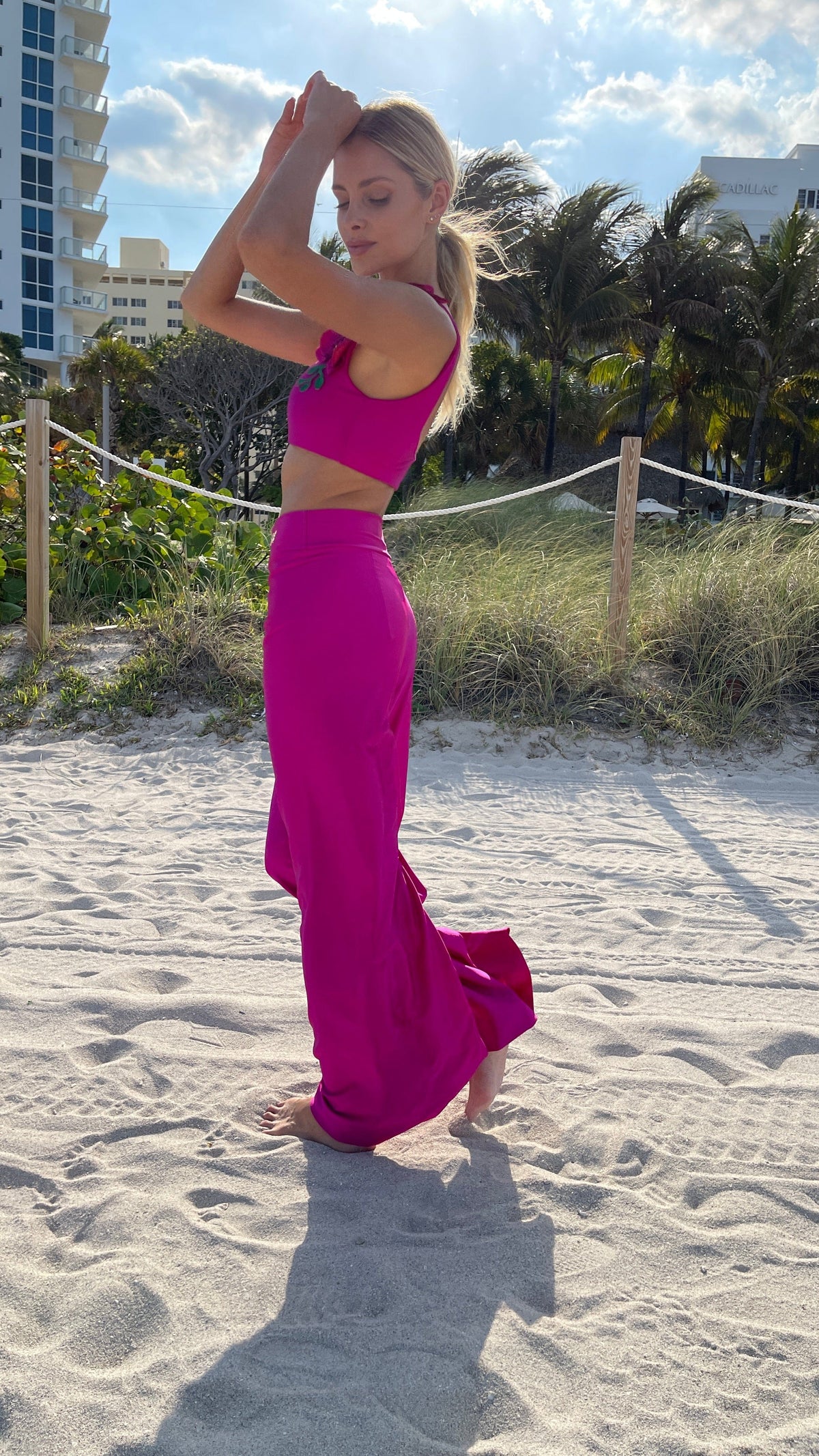 Fisher Island Fucsia Resort Pants Cover Up 2022 Nikoza Swimwear Fucsia Fisher Island Resort Wear Pants Olga Nikoza Swimwear