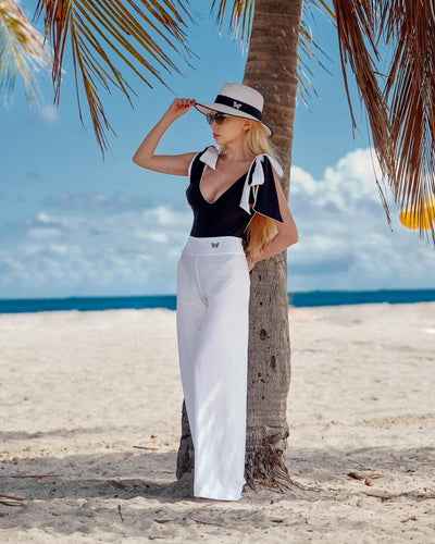 Fisher Island White Resort Pants Cover Up 2022 Nikoza Swimwear White Fisher Island Pants Cover Up Olga Nikoza Swimwear
