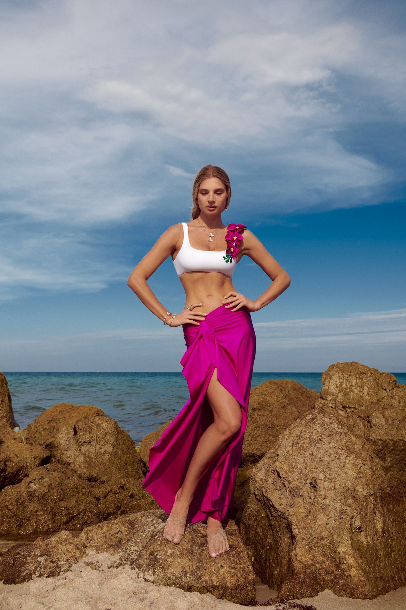 Fuchsia / XS Arcellia Fucsia Skirt Cover-Up Resort Wear 2022 Nikoza Swimwear Arcellia Fucsia Black Skirt Cover-Up Olga Nikoza Swimwear