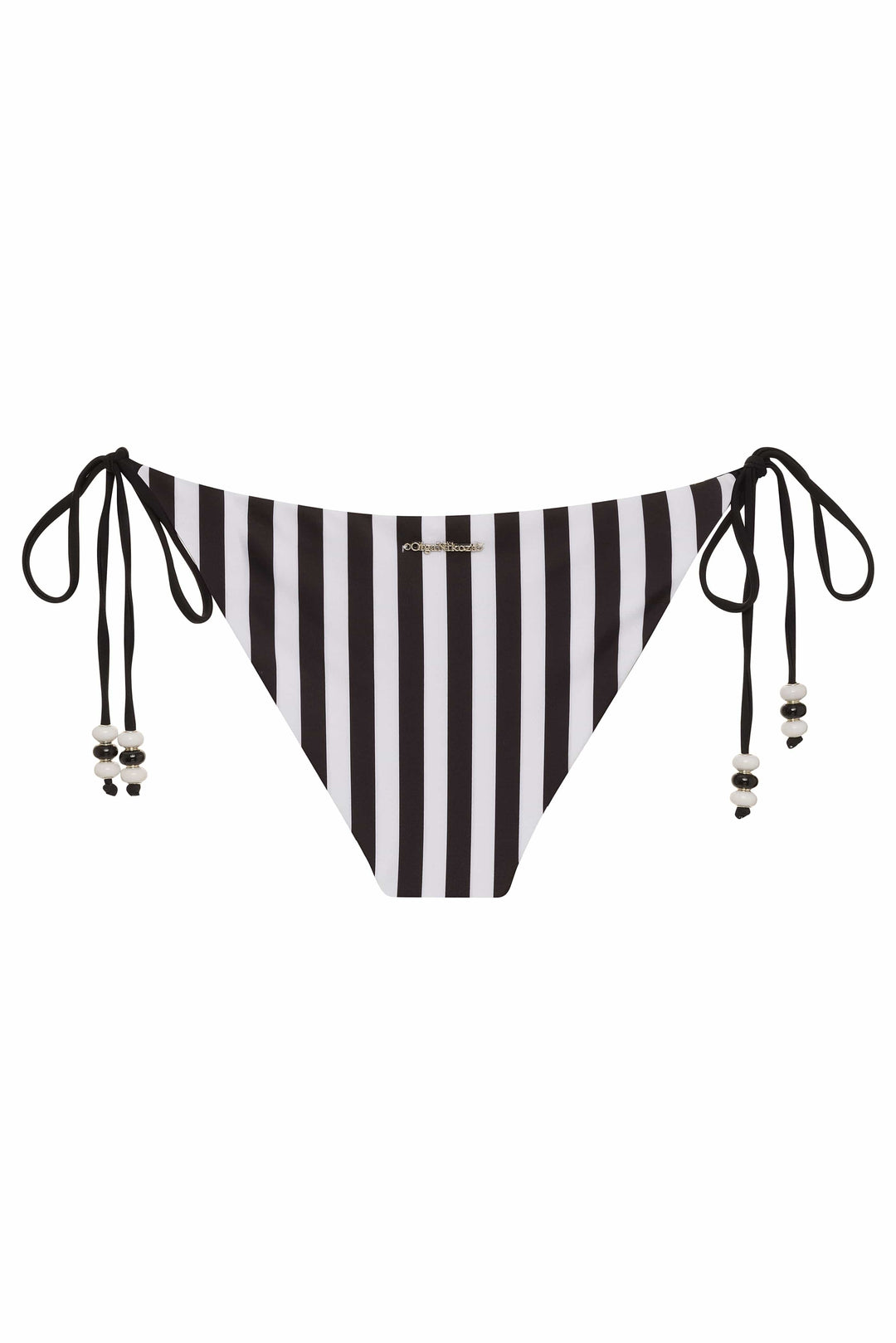 Lycaste Black w/ Embroidered Orchid Tie Side Bikini Bottom 2022 Nikoza Swimwear Lycaste Black Murano Beaded Tie Side Bottom Olga Nikoza Swimwear