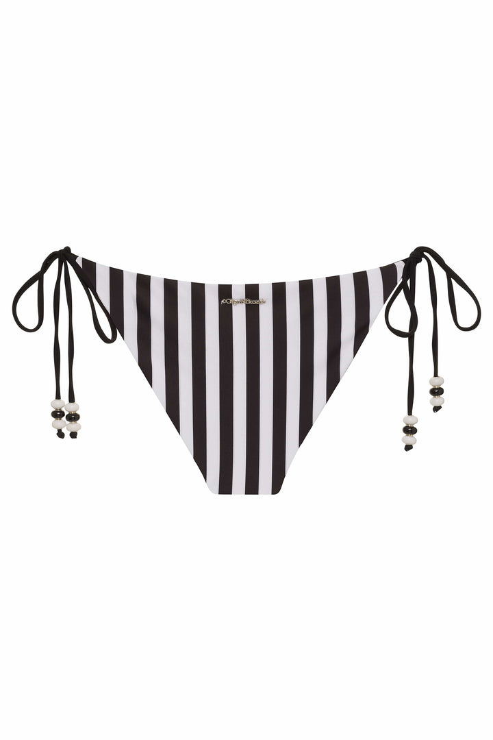 Lycaste Black w/ Embroidered Orchid Tie Side Bikini Bottom 2022 Nikoza Swimwear Lycaste Black Murano Beaded Tie Side Bottom Olga Nikoza Swimwear