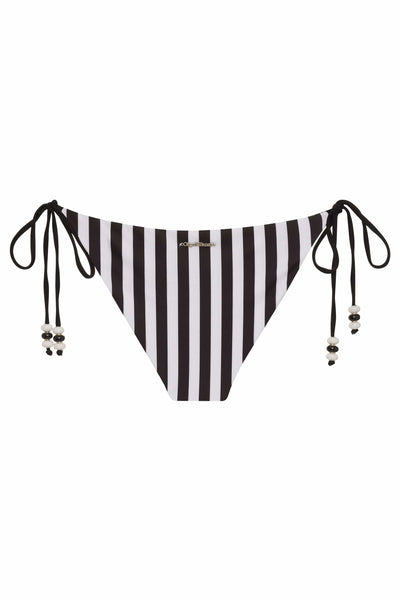 Lycaste Black w/ Embroidered Orchid Tie Side Bikini Bottom 2022 Nikoza Swimwear Lycaste Black Murano Beaded Tie Side Bottom Olga Nikoza Swimwear