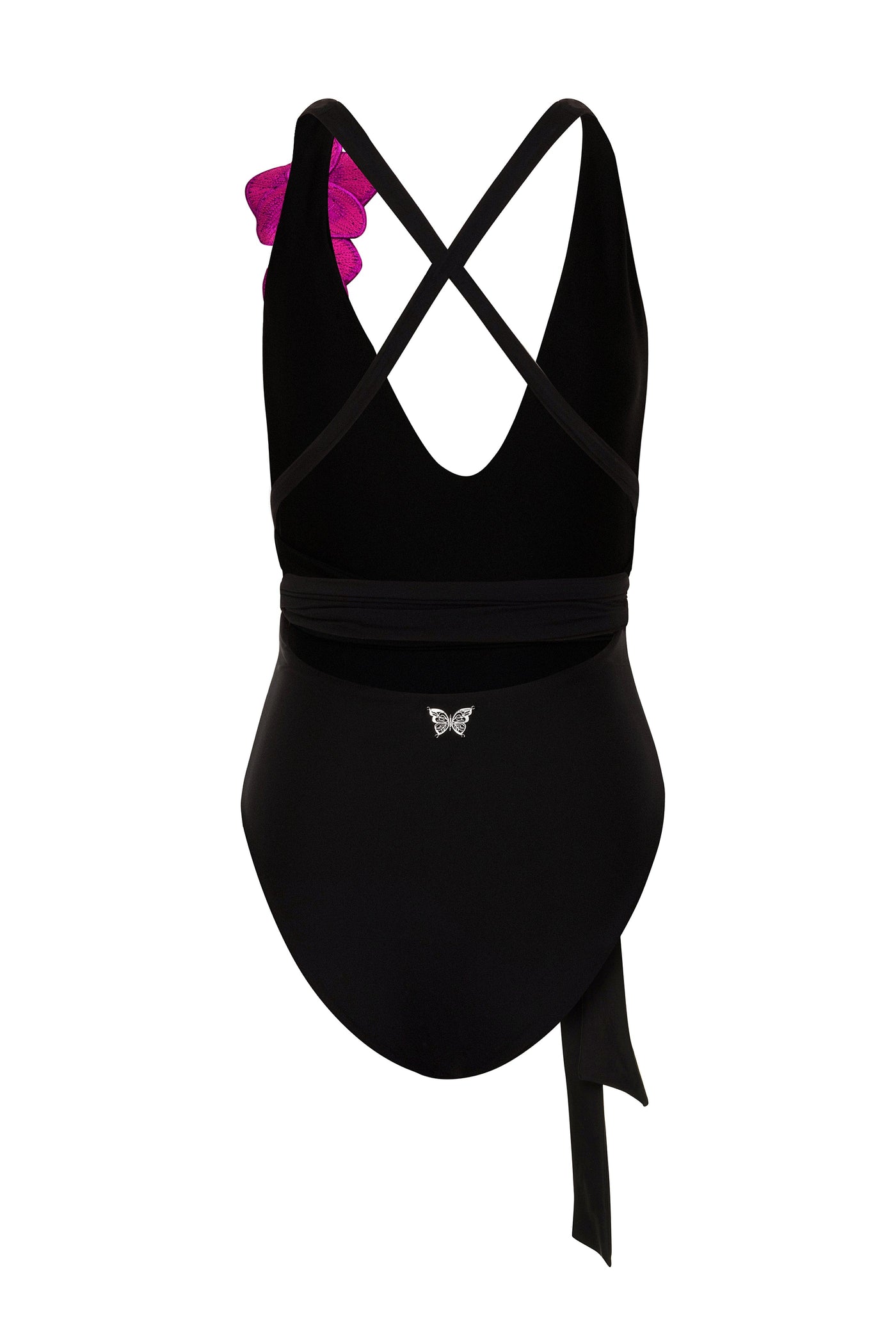 Oncidium Black w/ Embroidered Orchid One Piece Swimsuit 2022 Nikoza Swimwear Oncidium Black One Piece Swimsuit Olga Nikoza Swimwear