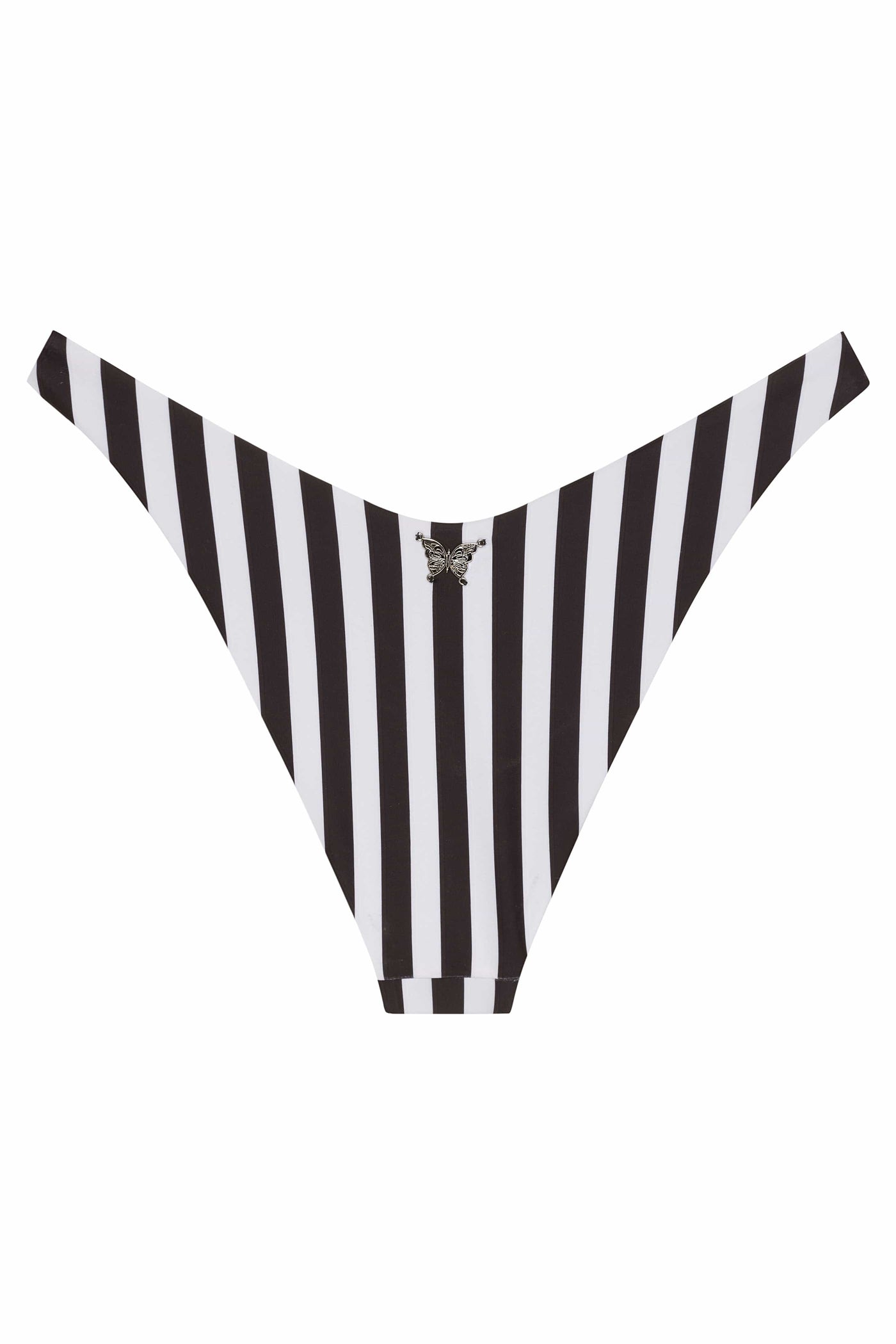 Orchids of Biscayne Black & White Stripe Bikini Bottom 2022 Nikoza Swimwear Orchids of Biscayne Stripe Bikini Bottom Olga Nikoza Swimwear