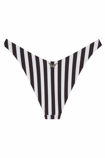 Orchids of Biscayne Black & White Stripe Bikini Bottom 2022 Nikoza Swimwear Orchids of Biscayne Stripe Bikini Bottom Olga Nikoza Swimwear