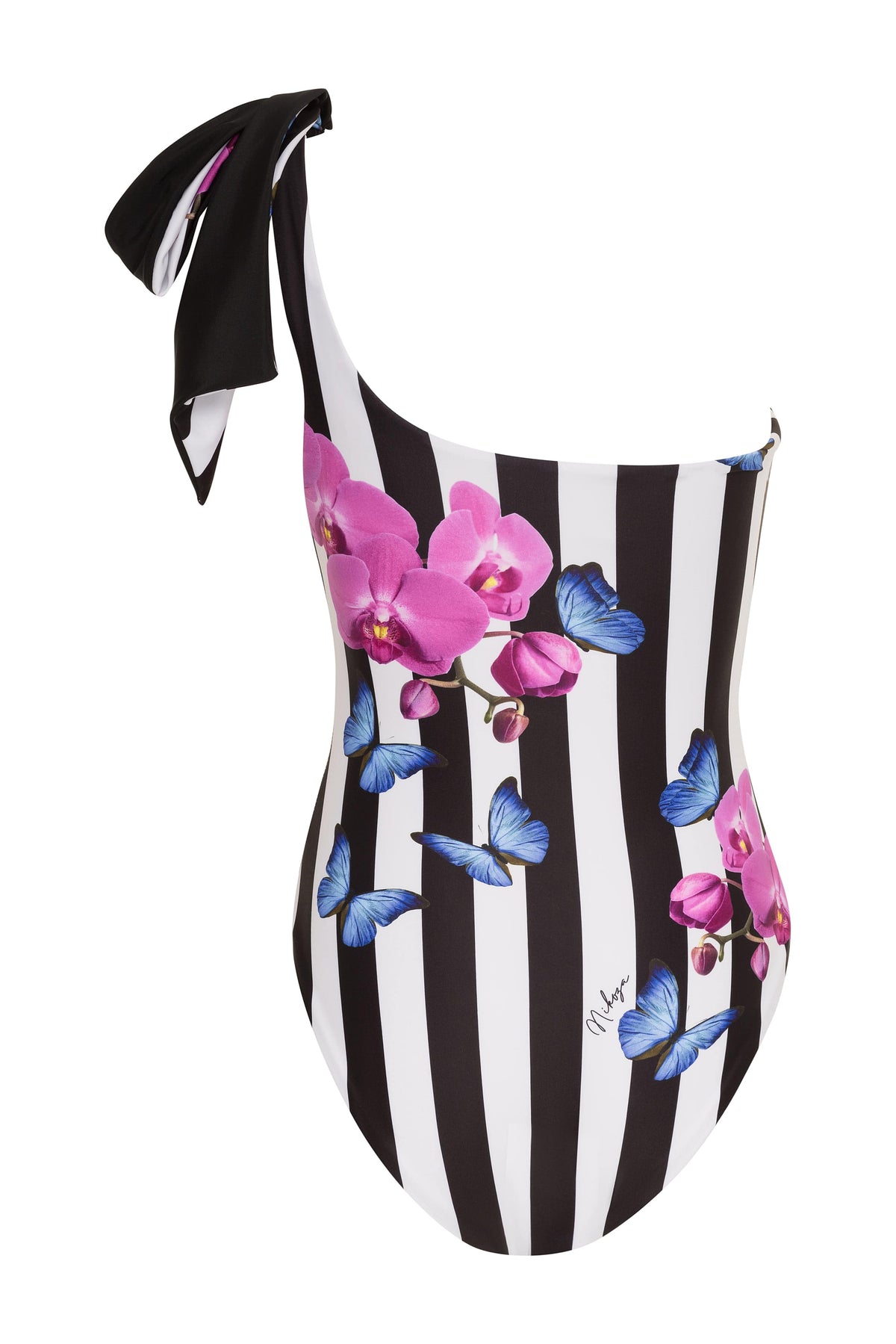Phalaenopsis Black & White Stripe Orchid Flower One Piece Swimsuit 2022 Phalaenopsis Black White Stripe Orchid One Piece Swimsuit Olga Nikoza Swimwear
