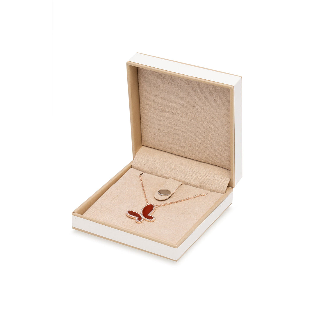Necklace Red Agate w/ 18k Gold & Cubic Zirconia Butterfly Necklace Jewelry Red Agate18k Gold Cubic Zirconia Butterfly Necklace Jewelry Olga Nikoza Swimwear
