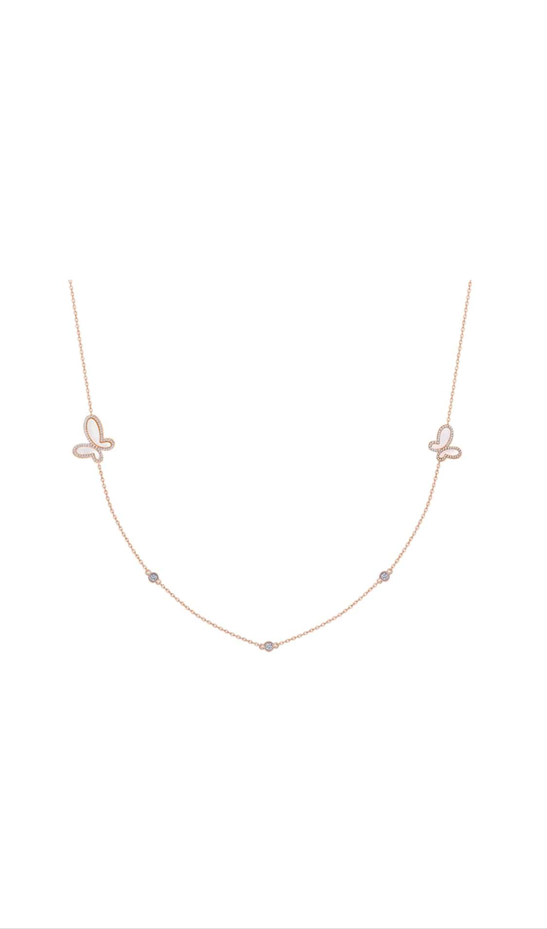 Rose Gold 18K Rose Gold CZ & Mother Of Pearl Butterfly Women's Long Necklace Jewelry 2022 18K Rose Gold Butterfly Women's Long Necklace Jewelry Olga Nikoza Swimwear