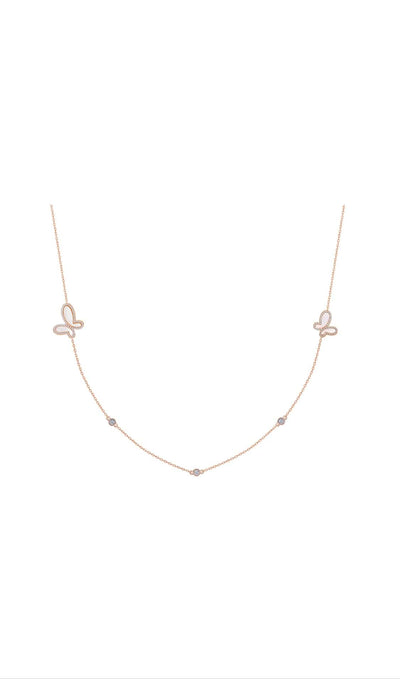 Rose Gold .925 Silver CZ & Mother Of Pearl Butterfly Women's Long Necklace Jewelry 2022 Silver .925 CZ Mother Of Pearl Butterfly Women's Necklace Olga Nikoza Swimwear