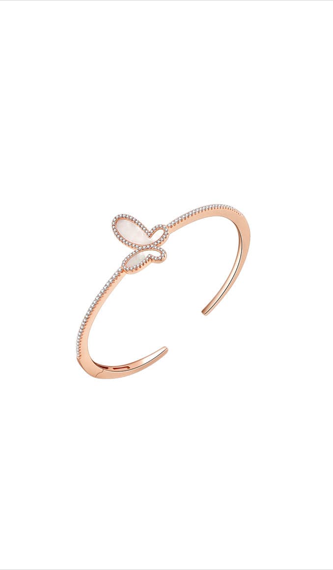 Rose Gold .925 Silver Mother Of Pearl Butterfly Women's Bangle Bracelet Jewelry 2022 Silver Mother Of Pearl Butterfly Women's Bangle Jewelry Olga Nikoza Swimwear