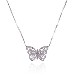 .925 Silver Papillon Butterfly Women's Necklace Jewelry