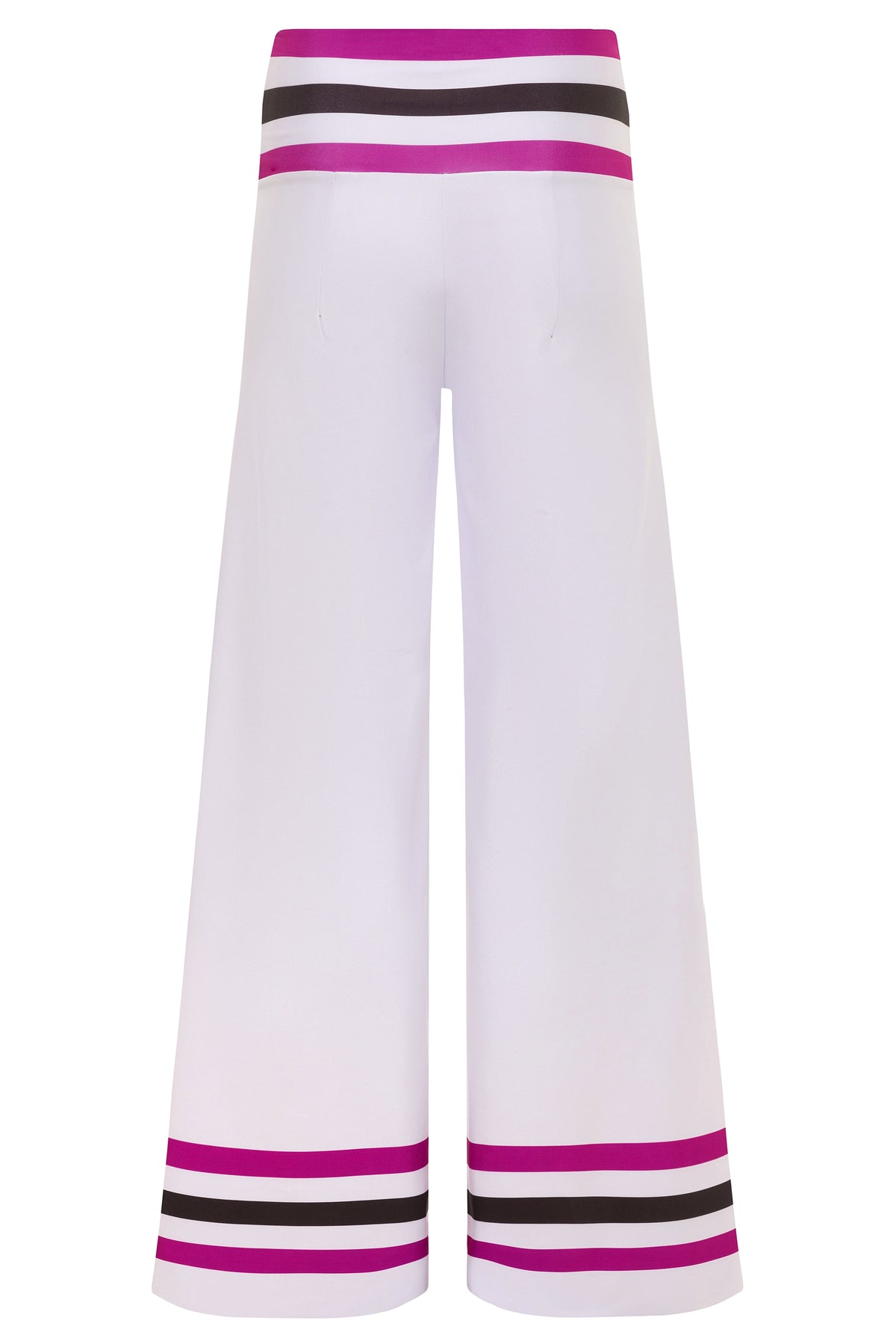 Star Island Black w/ Fucsia & White Stripe Resort Pants Cover Up 2022 Nikoza Swimwear Black Fucsia White Stripe Star Island Pants Olga Nikoza Swimwear