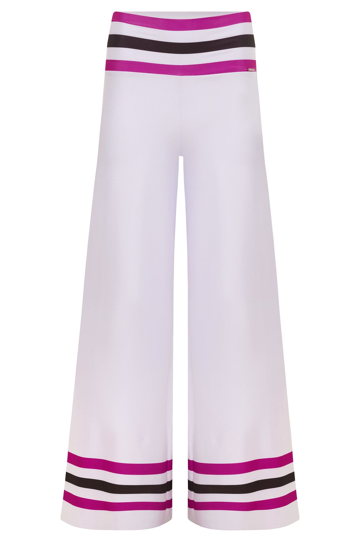 White / XS Star Island Black w/ Fucsia & White Stripe Resort Pants Cover Up 2022 Nikoza Swimwear Black Fucsia White Stripe Star Island Pants Olga Nikoza Swimwear