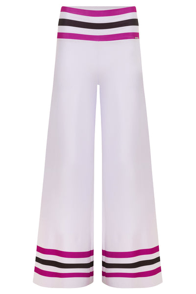 White / XS Star Island Black w/ Fucsia & White Stripe Resort Pants Cover Up 2022 Nikoza Swimwear Black Fucsia White Stripe Star Island Pants Olga Nikoza Swimwear