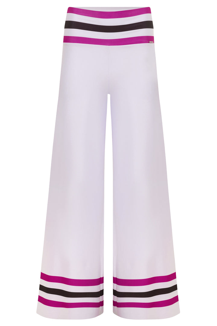 White / XS Star Island White w/ Fucsia & Black Stripe Resort Pants Cover Up 2022 Nikoza Swimwear White Black Fucsia Stripe Star Island Pants Olga Nikoza Swimwear